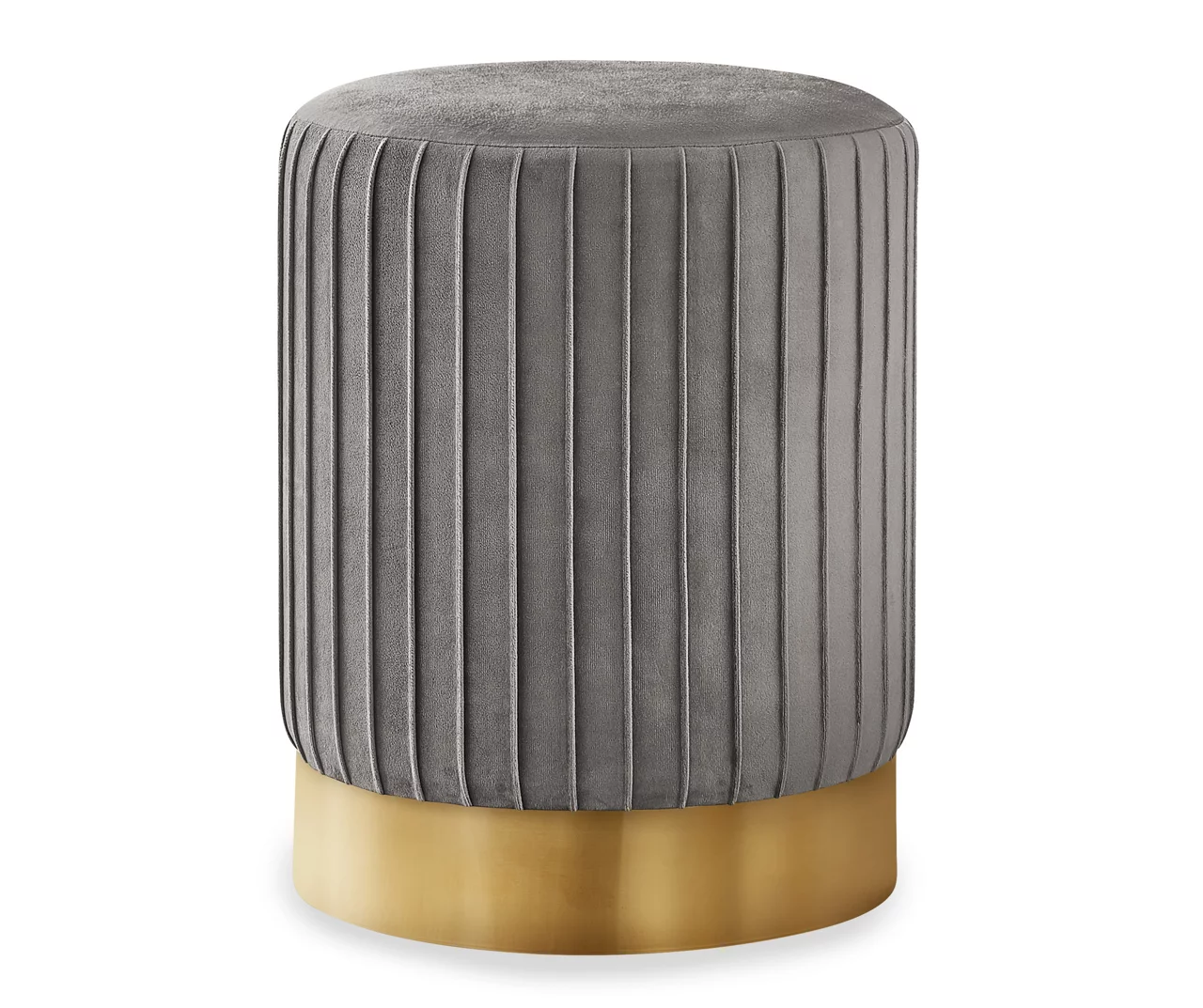 Pleated Velvet Upholstered Ottoman - Image 3
