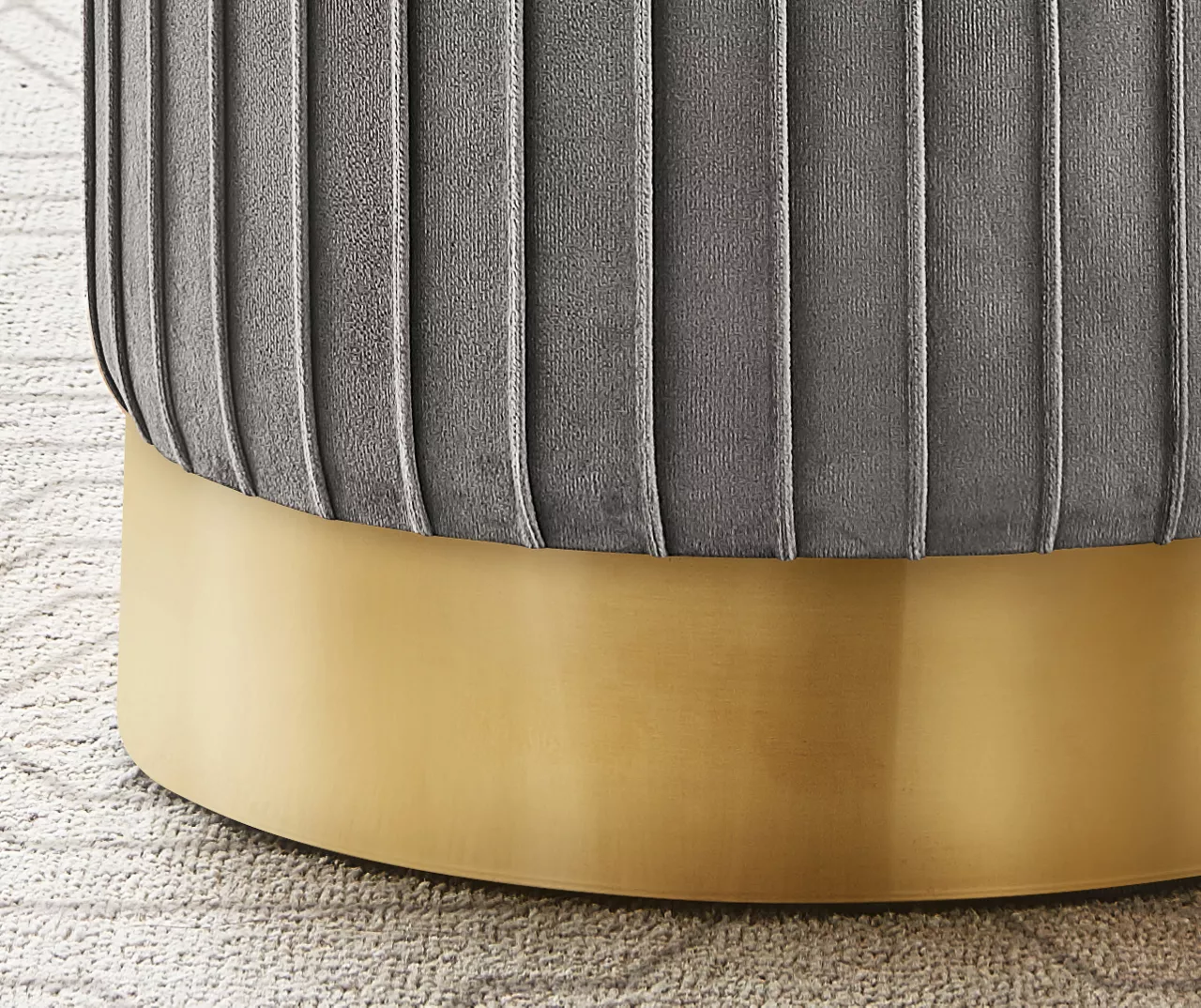 Pleated Velvet Upholstered Ottoman - Image 13