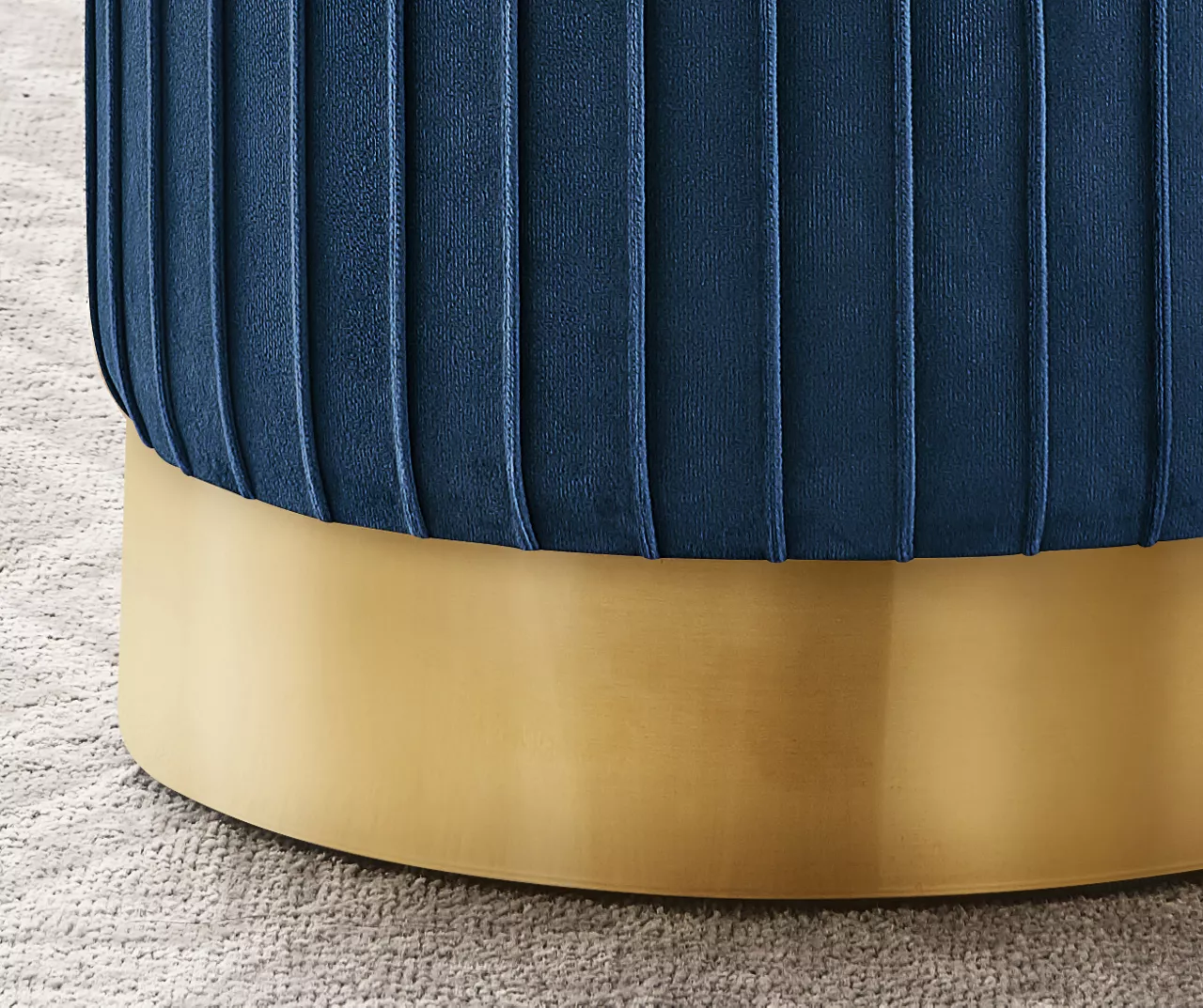 Pleated Velvet Upholstered Ottoman - Image 7