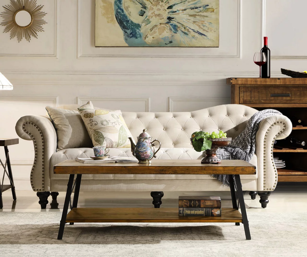 Pomona Pine Brown & Steel Gray 24" Wood Open-Shelf End Table - Image 6