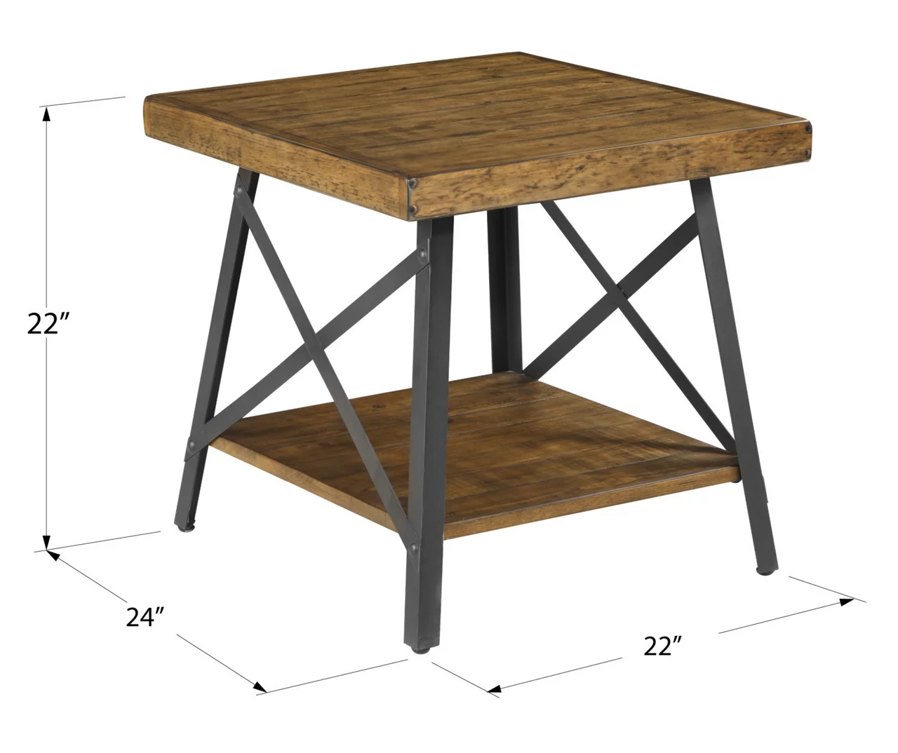 Pomona Pine Brown & Steel Gray 24" Wood Open-Shelf End Table - Image 12