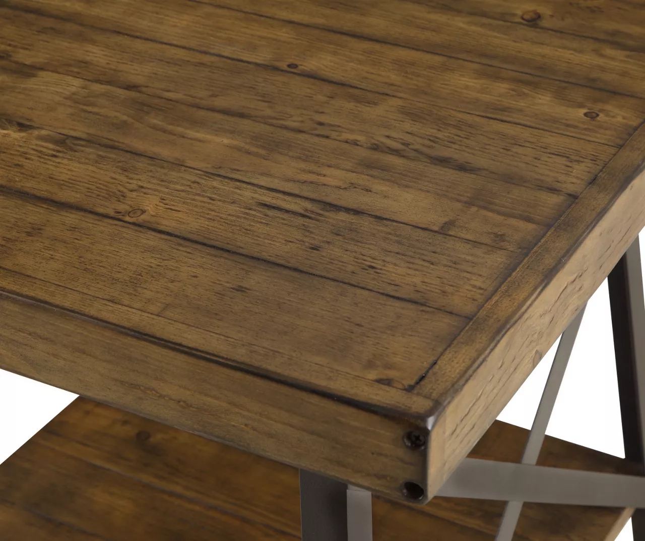 Pomona Pine Brown & Steel Gray 24" Wood Open-Shelf End Table - Image 9