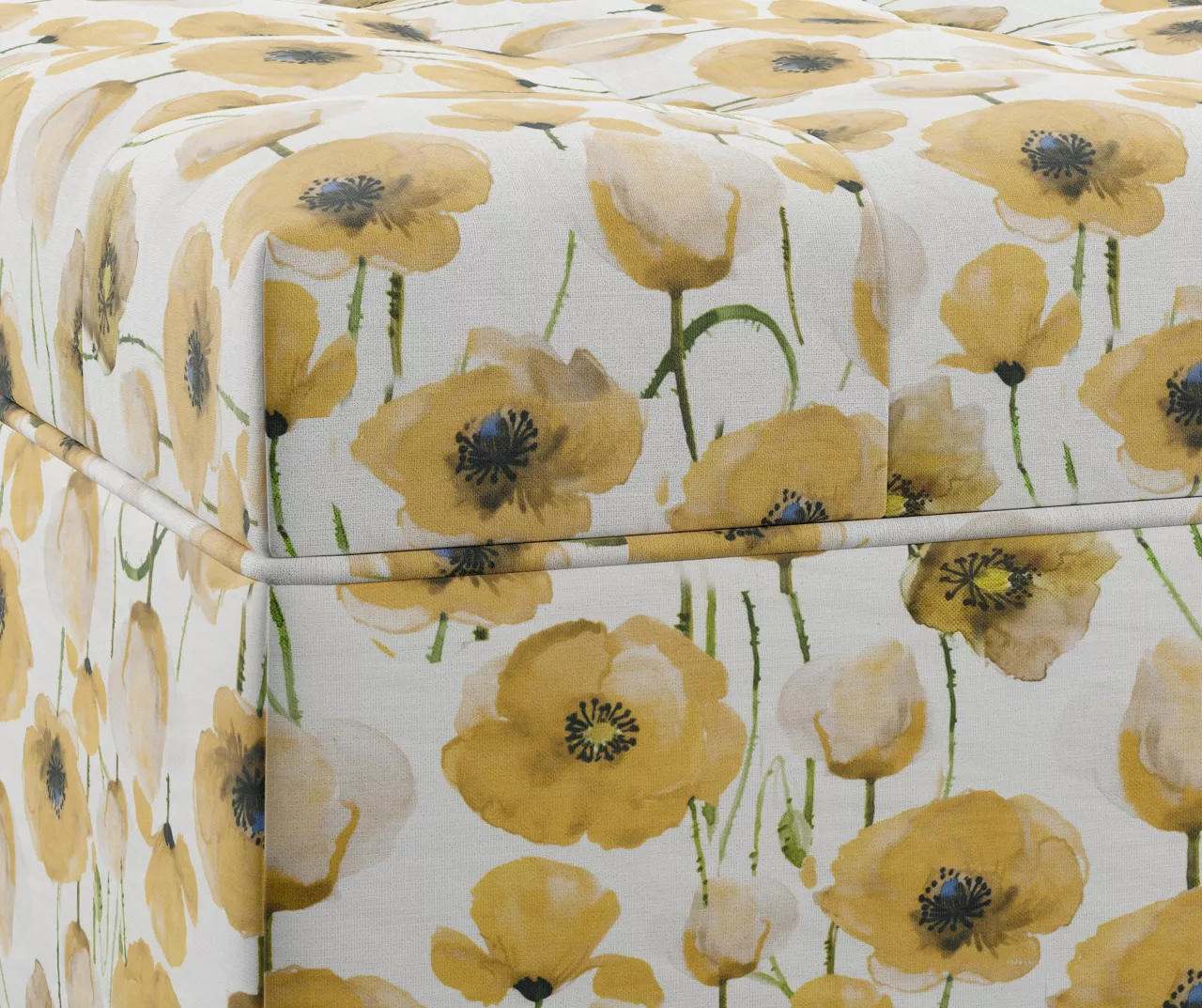 Golden Poppy Wood Leg Storage Ottoman - Image 5