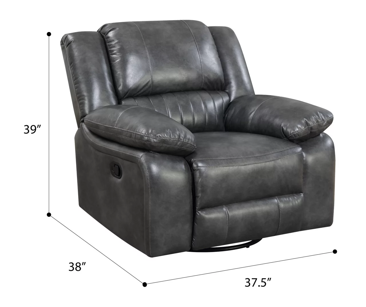 Paulson Gray Faux Leather Swivel Gliding Recliner - Image 6