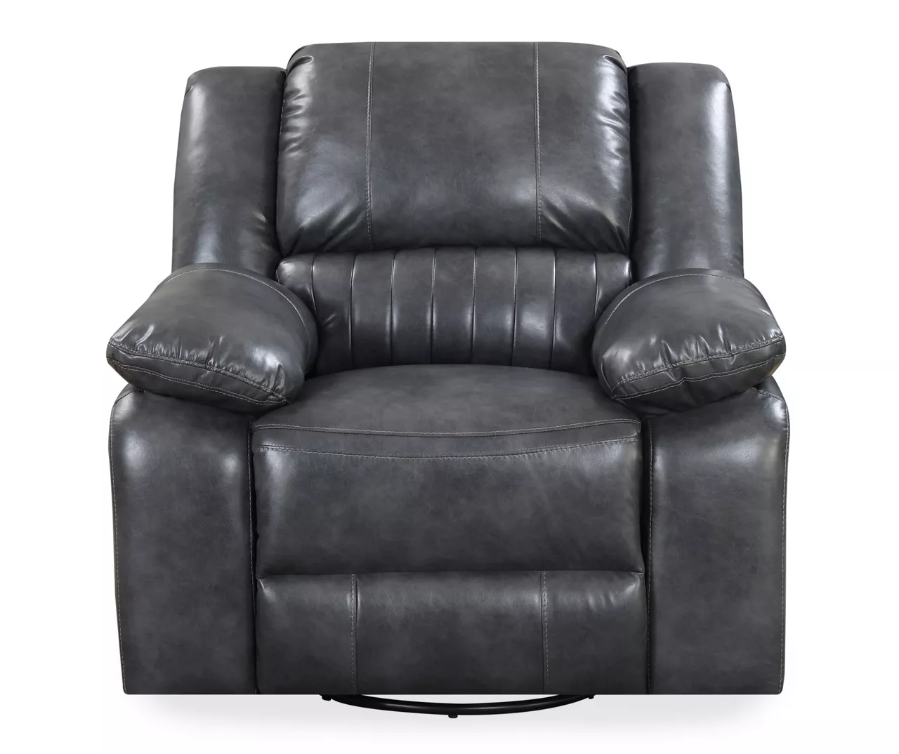 Paulson Gray Faux Leather Swivel Gliding Recliner - Image 3