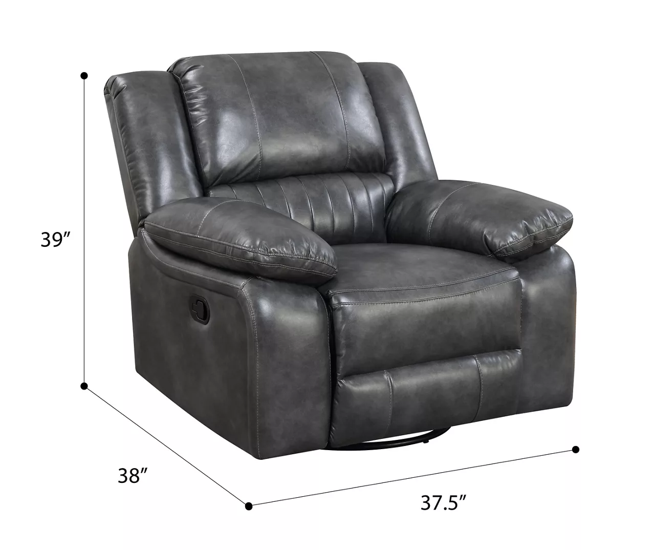 Paulson Gray Faux Leather Swivel Gliding Recliner - Image 9