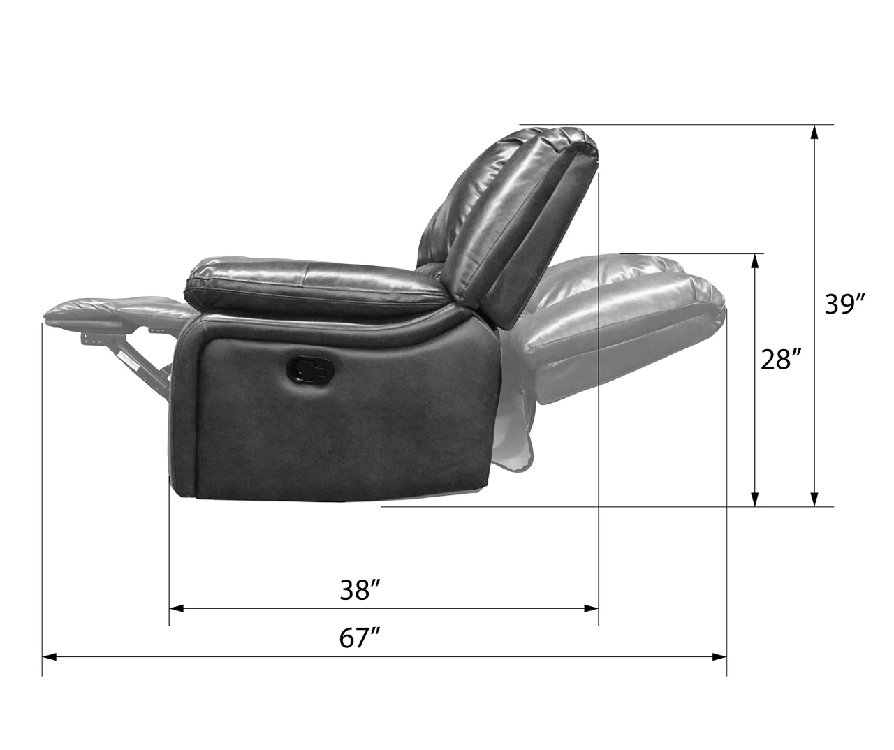 Paulson Gray Faux Leather Swivel Gliding Recliner - Image 8