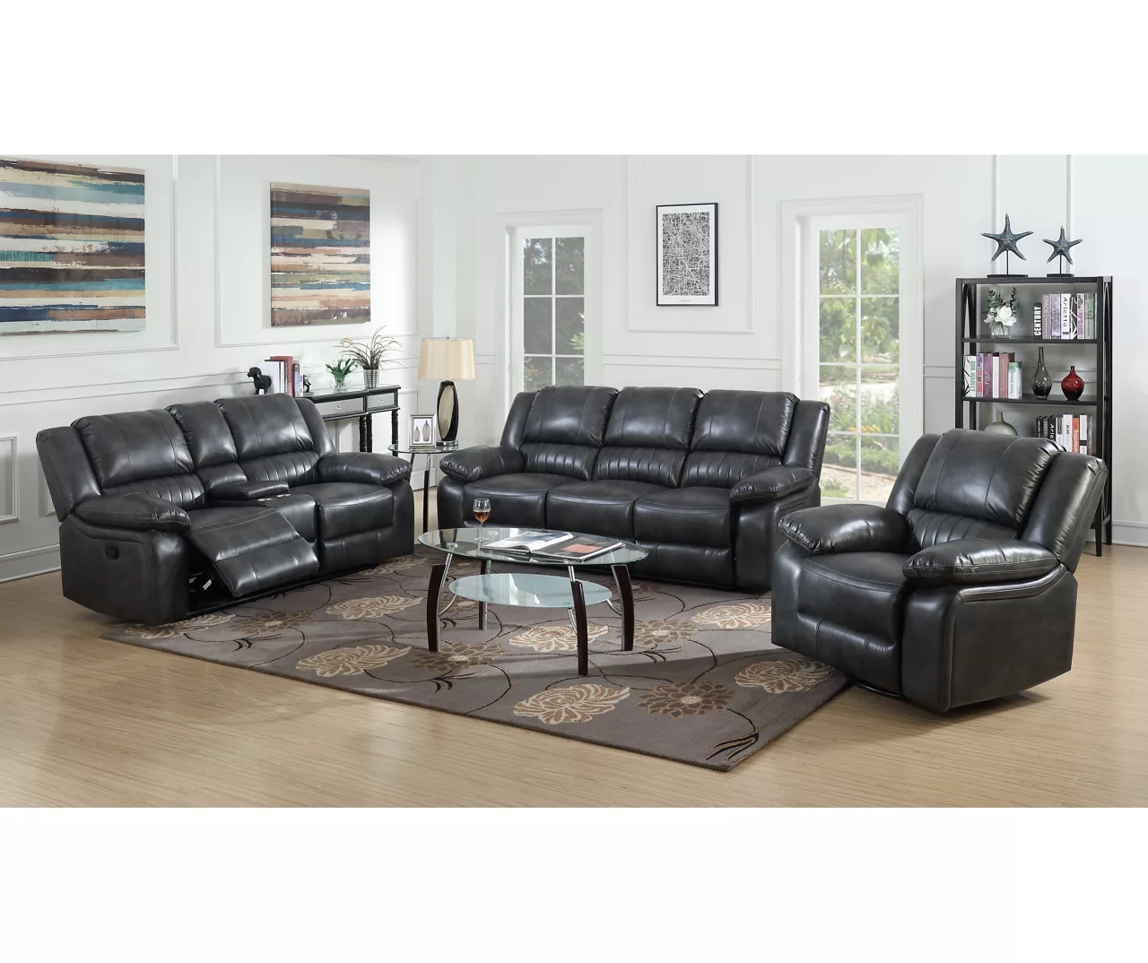 Paulson Gray Faux Leather Swivel Gliding Recliner - Image 10