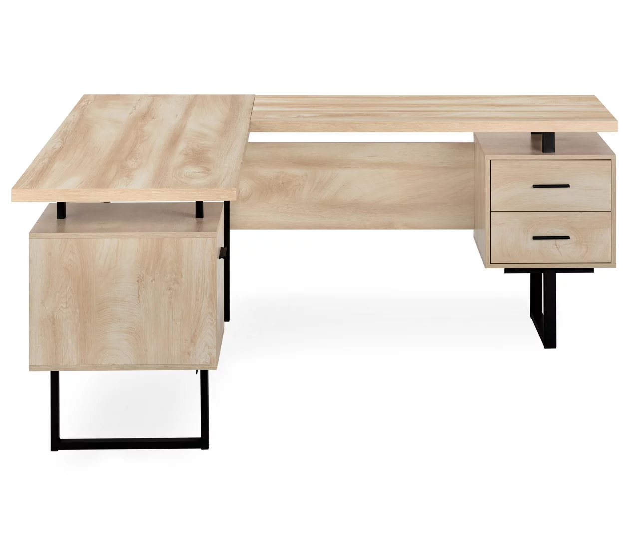 Natural Wood Look 3-Drawer L-Shaped Corner Comptuer Desk - Image 5