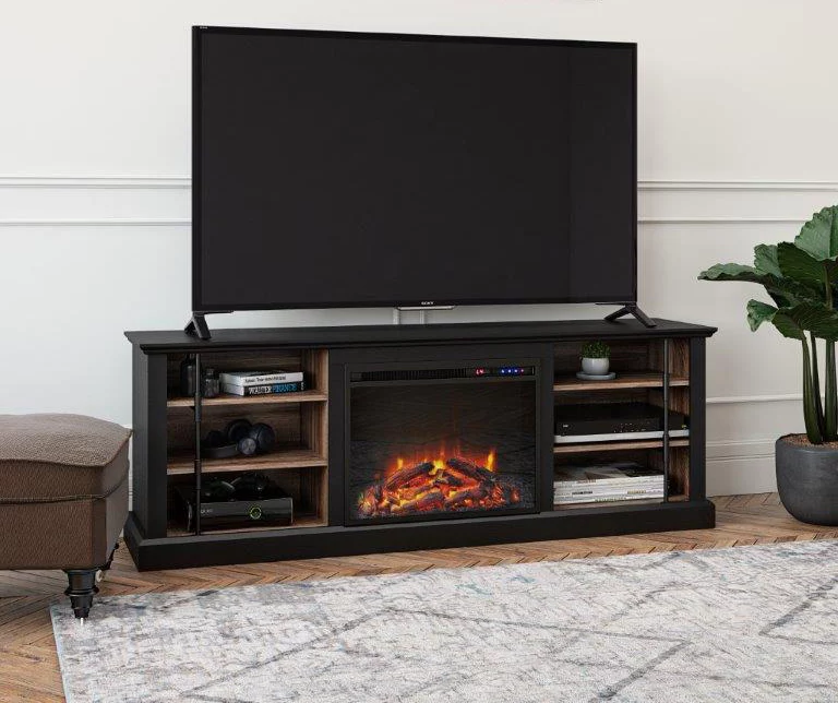 70" Fowler Black Electric Fireplace Console - Image 3