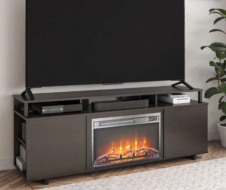 65" Himmel Espresso Electric Fireplace Console - Image 2