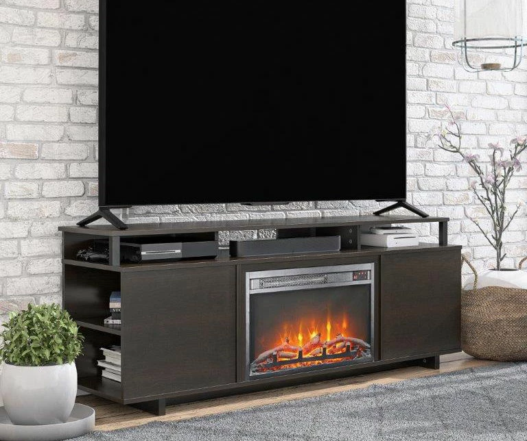 65" Himmel Espresso Electric Fireplace Console - Image 3