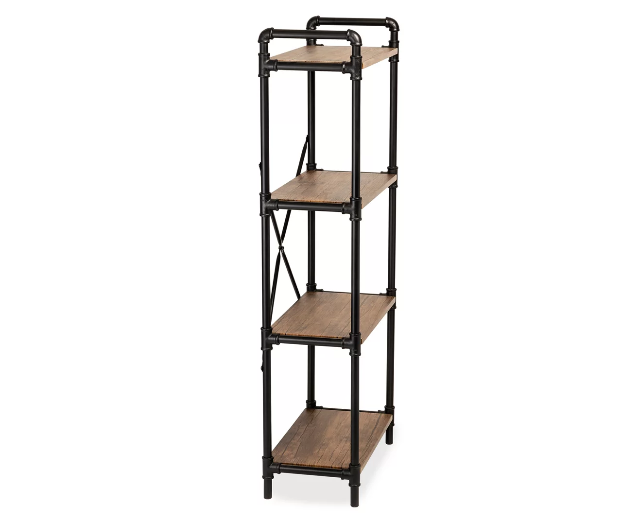 Black Industrial 4-Tier Bookshelf - Image 4