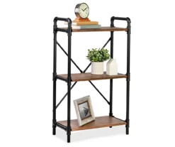 Black Industrial 3-Tier Bookshelf