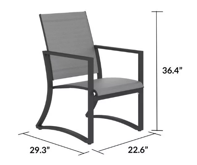 COSCO Capitol Hill Gray Sling Patio Dining Chairs, 6-Pack - Image 6