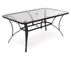 Paloma Gray Glass Top &Â Steel Patio Dining Table