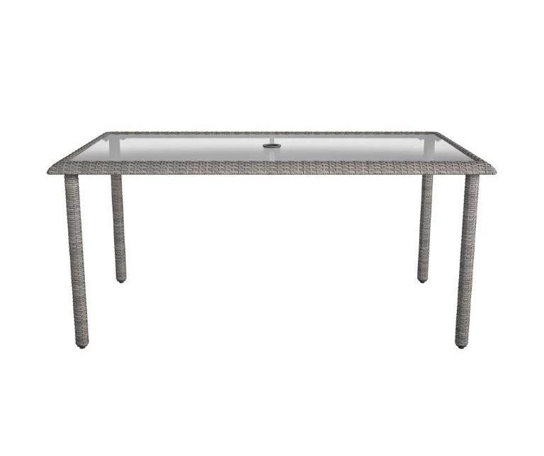 Lakewood Ranch Gray Glass & Wicker Patio Dining Table - Image 3