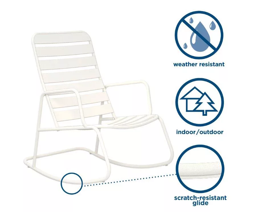 Roberta White Patio Rocking Chair - Image 4