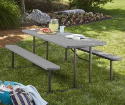 COSCO Intellefit Dark Gray 2-Bench Folding Outdoor Picnic Table