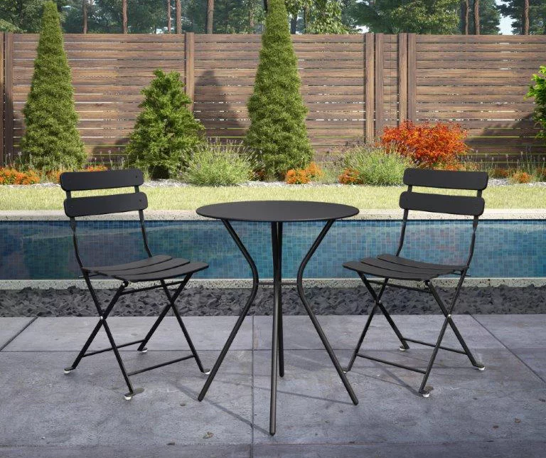 COSCO Outdoor Living Black 3-Piece Folding Bistro Patio Seating Set