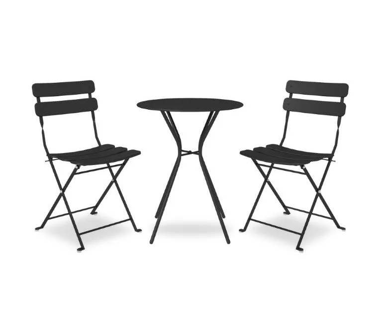 COSCO Outdoor Living Black 3-Piece Folding Bistro Patio Seating Set - Image 2