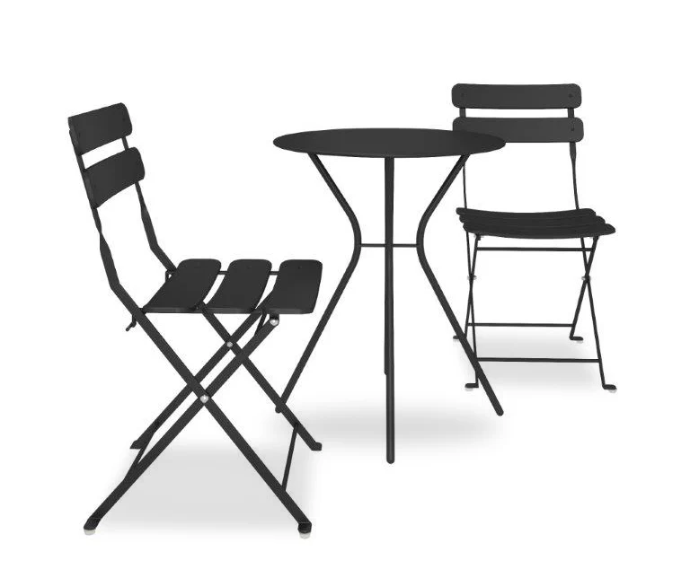 COSCO Outdoor Living Black 3-Piece Folding Bistro Patio Seating Set - Image 3