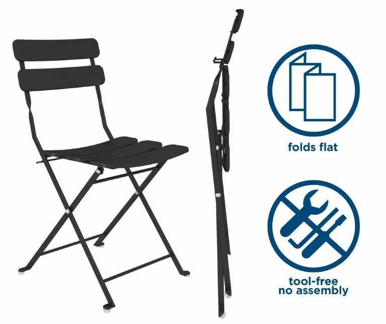 COSCO Outdoor Living Black 3-Piece Folding Bistro Patio Seating Set - Image 4