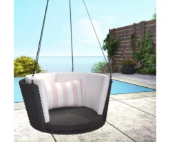 Sally Black Wicker Hanging Patio Swing