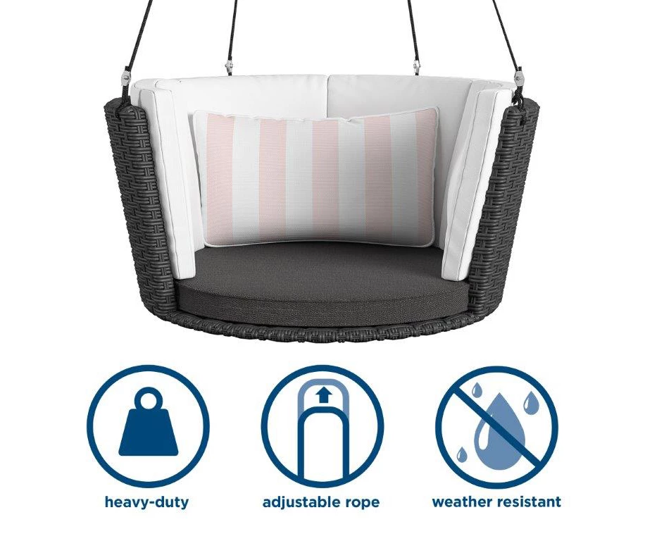 Sally Black Wicker Hanging Patio Swing - Image 4