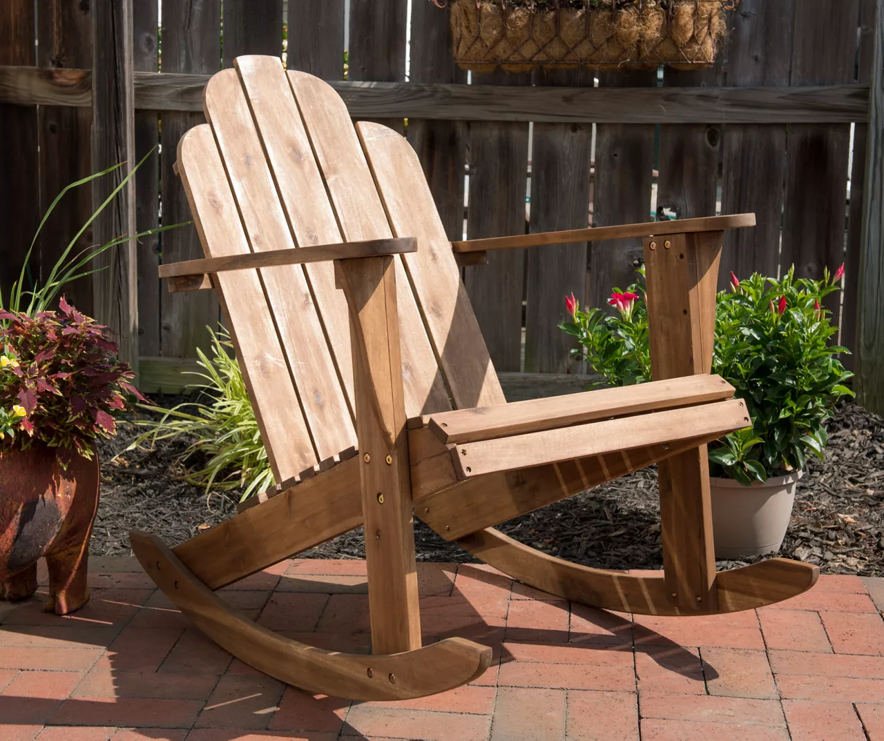 Flint Acorn Wood Patio Adirondack Rocking Chair - Image 2