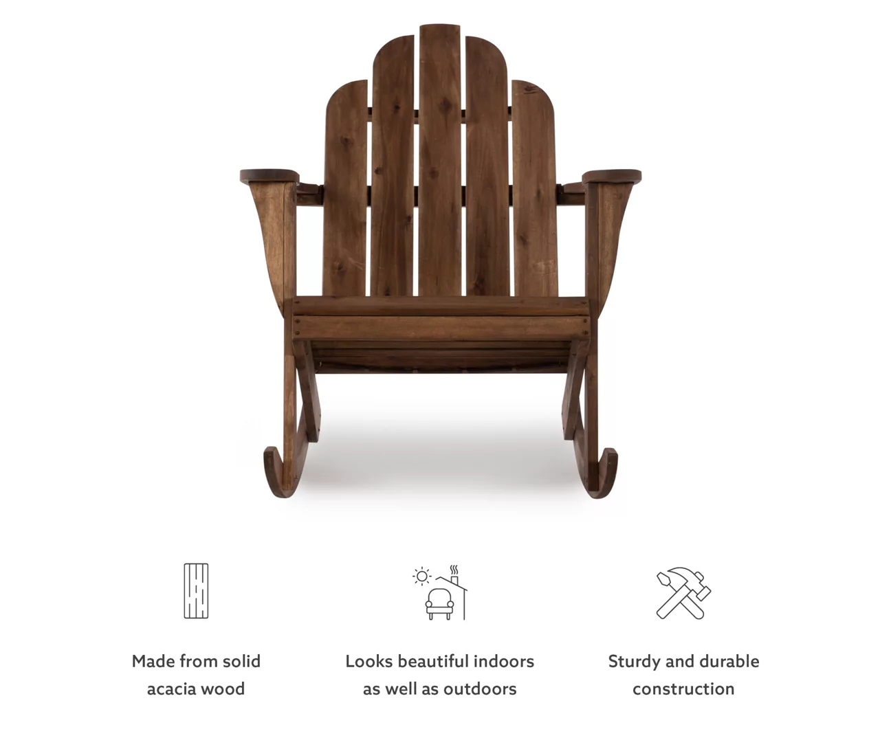 Flint Acorn Wood Patio Adirondack Rocking Chair - Image 3