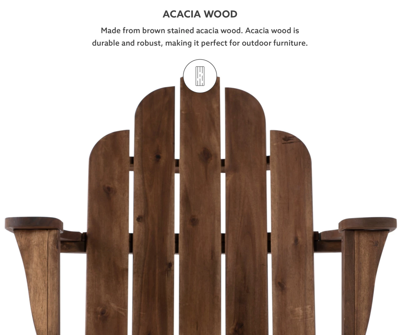 Flint Acorn Wood Patio Adirondack Rocking Chair - Image 6