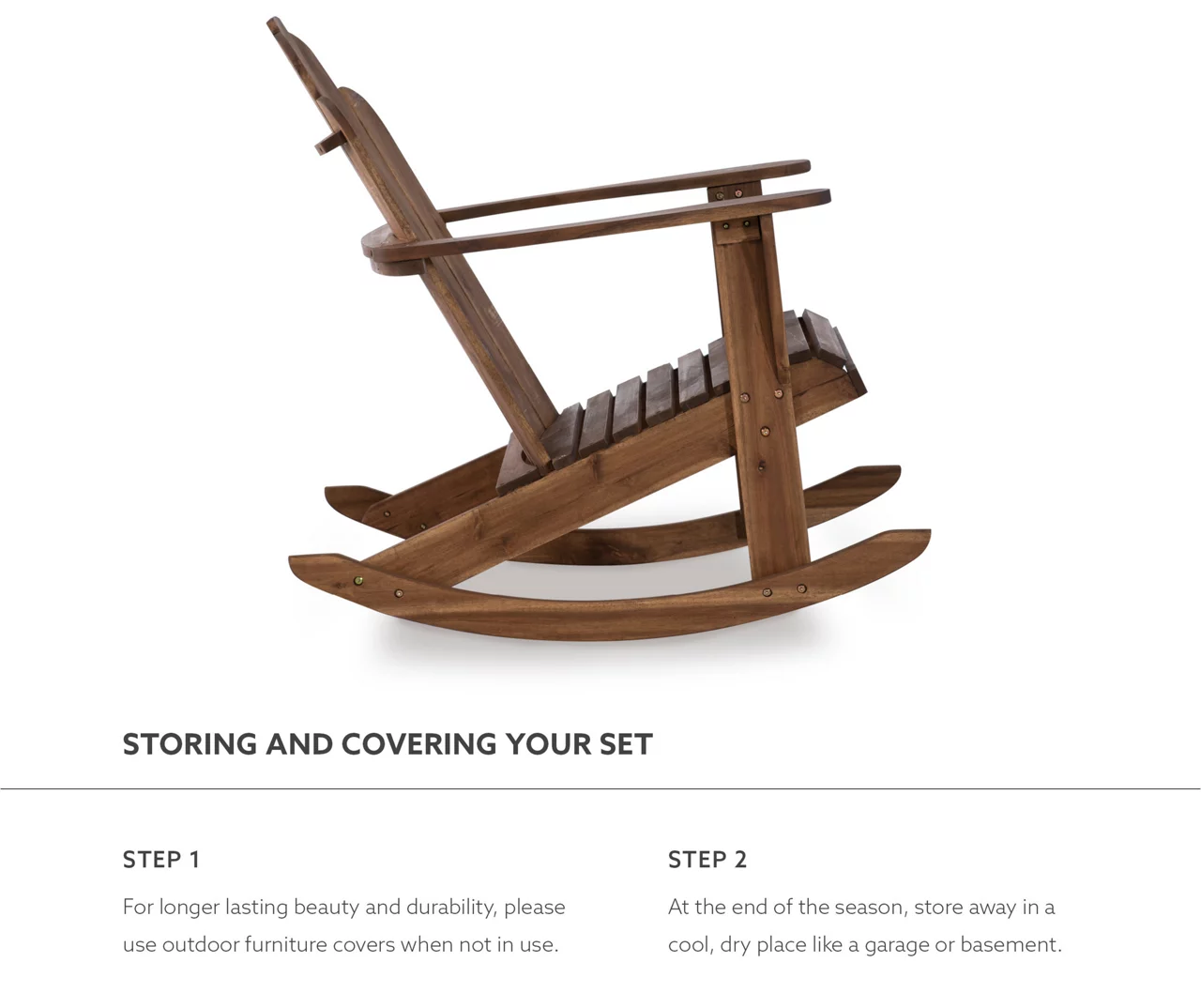 Flint Acorn Wood Patio Adirondack Rocking Chair - Image 4