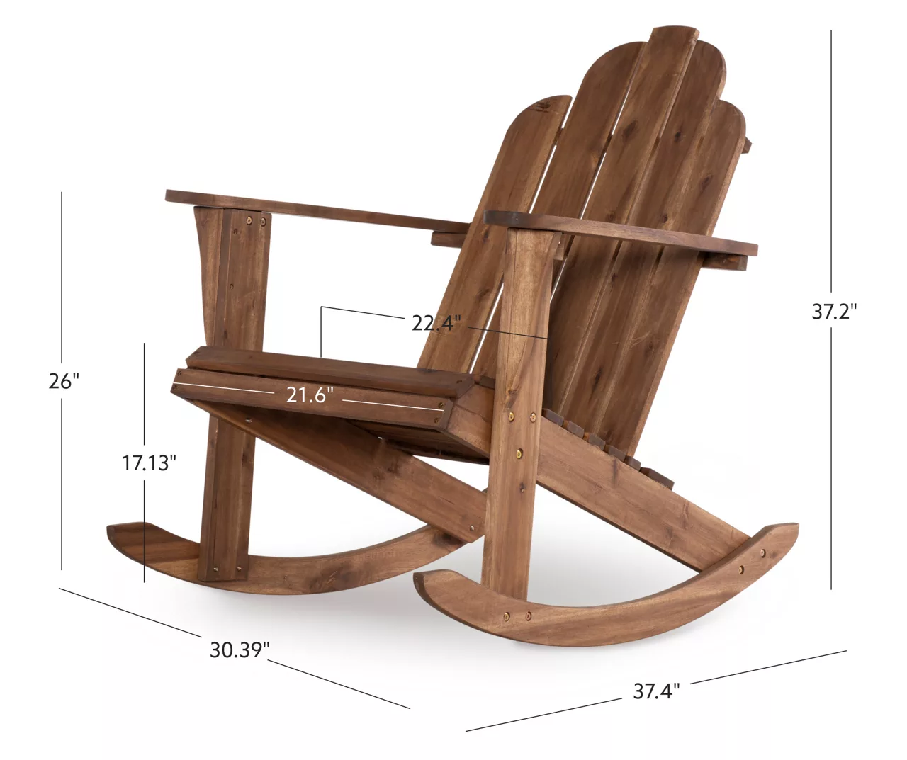 Flint Acorn Wood Patio Adirondack Rocking Chair - Image 12