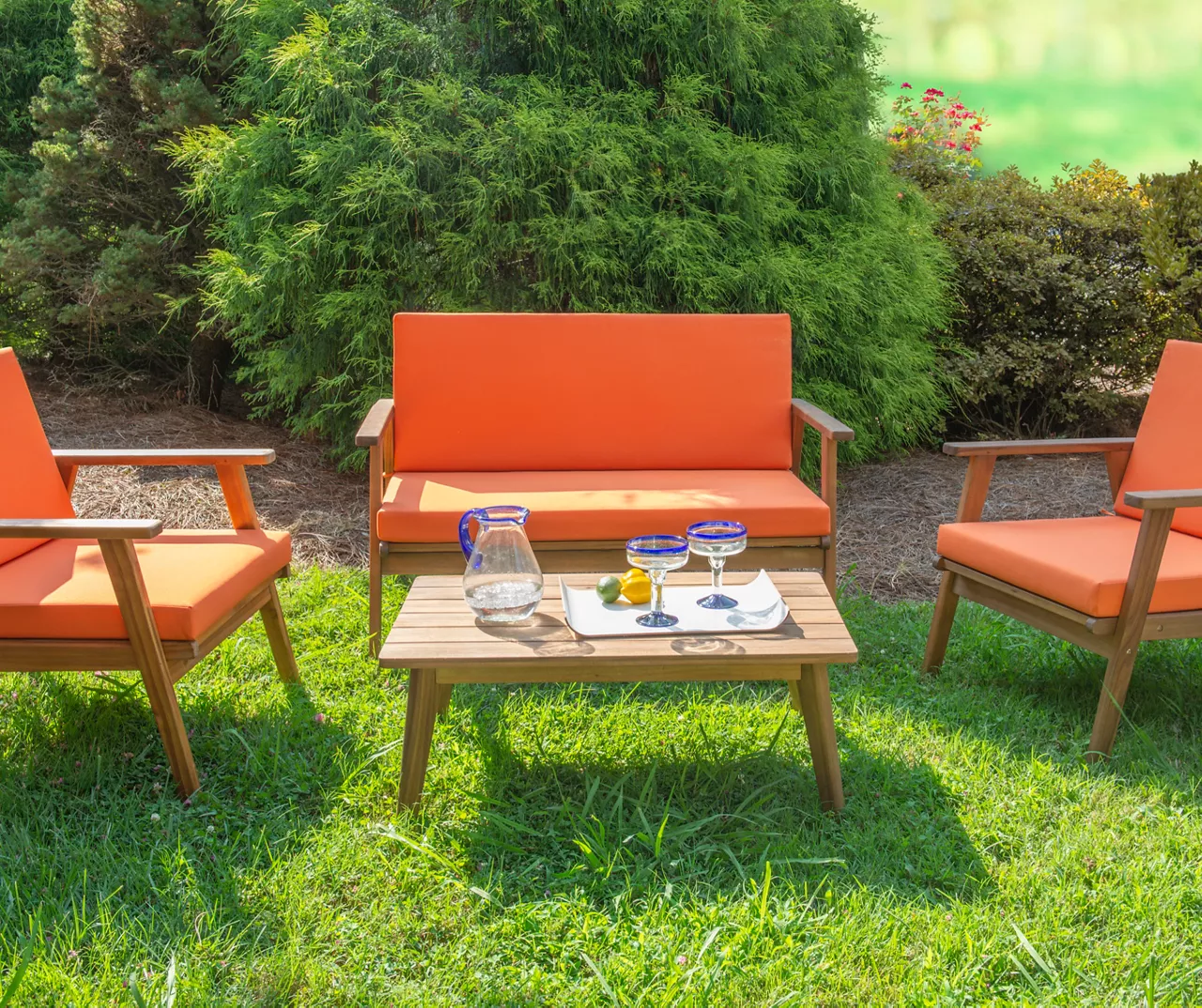 Acacia 4-Piece Cushioned Patio Chat Set