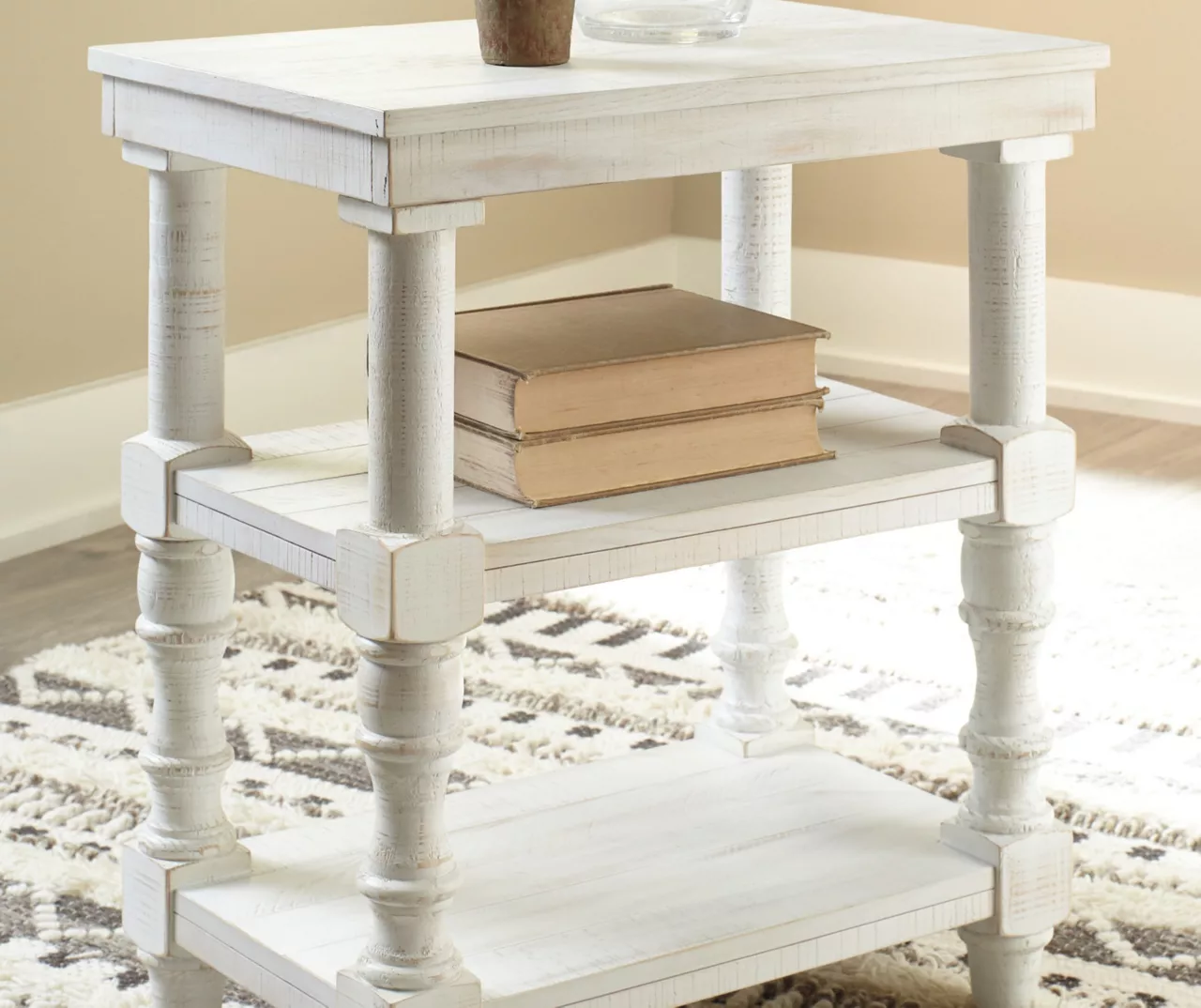 Dannerville Antique White 3-Tier Accent Table With USB Charging - Image 2