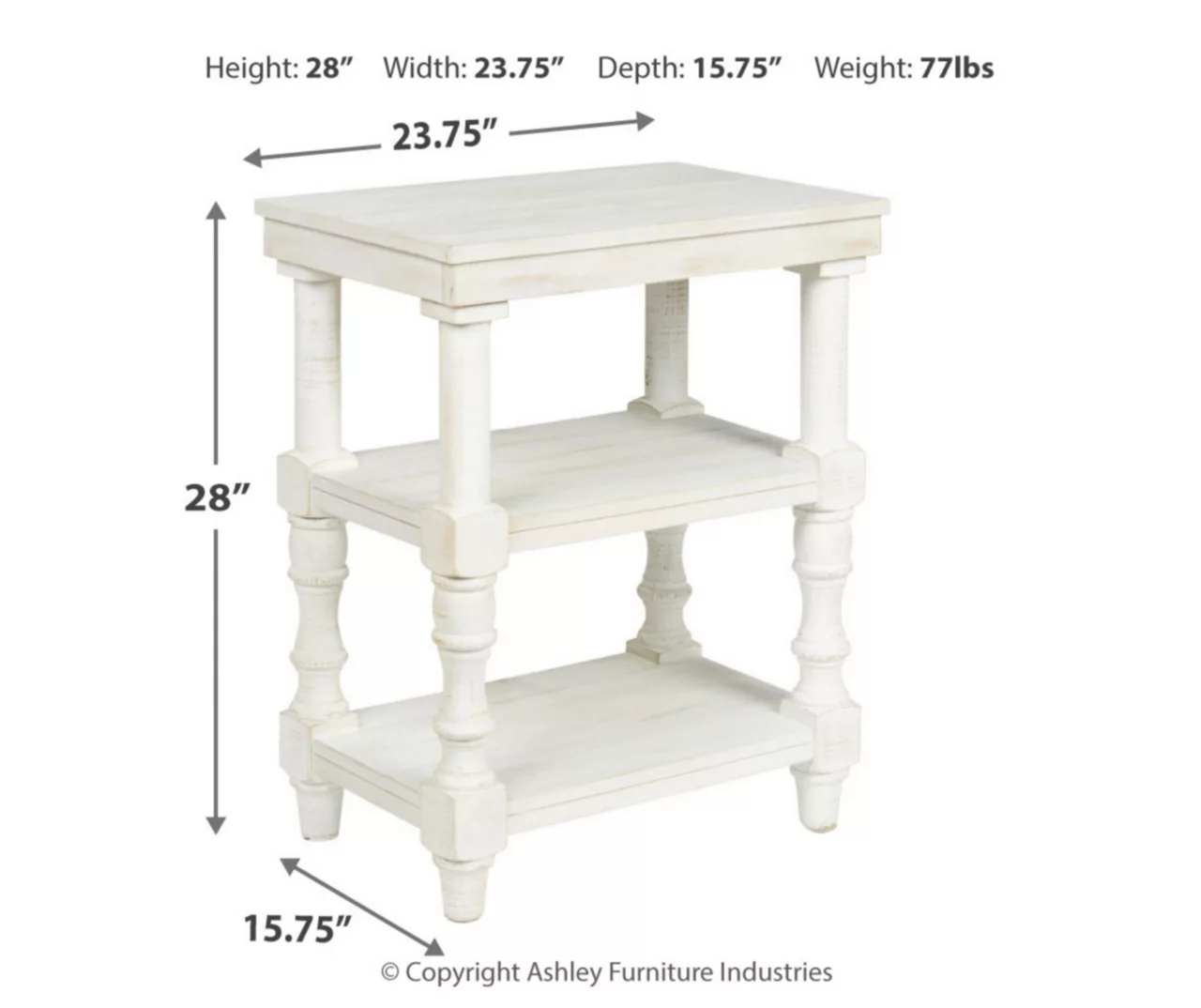 Dannerville Antique White 3-Tier Accent Table With USB Charging - Image 4
