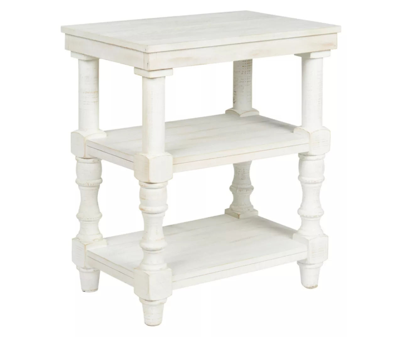 Dannerville Antique White 3-Tier Accent Table With USB Charging