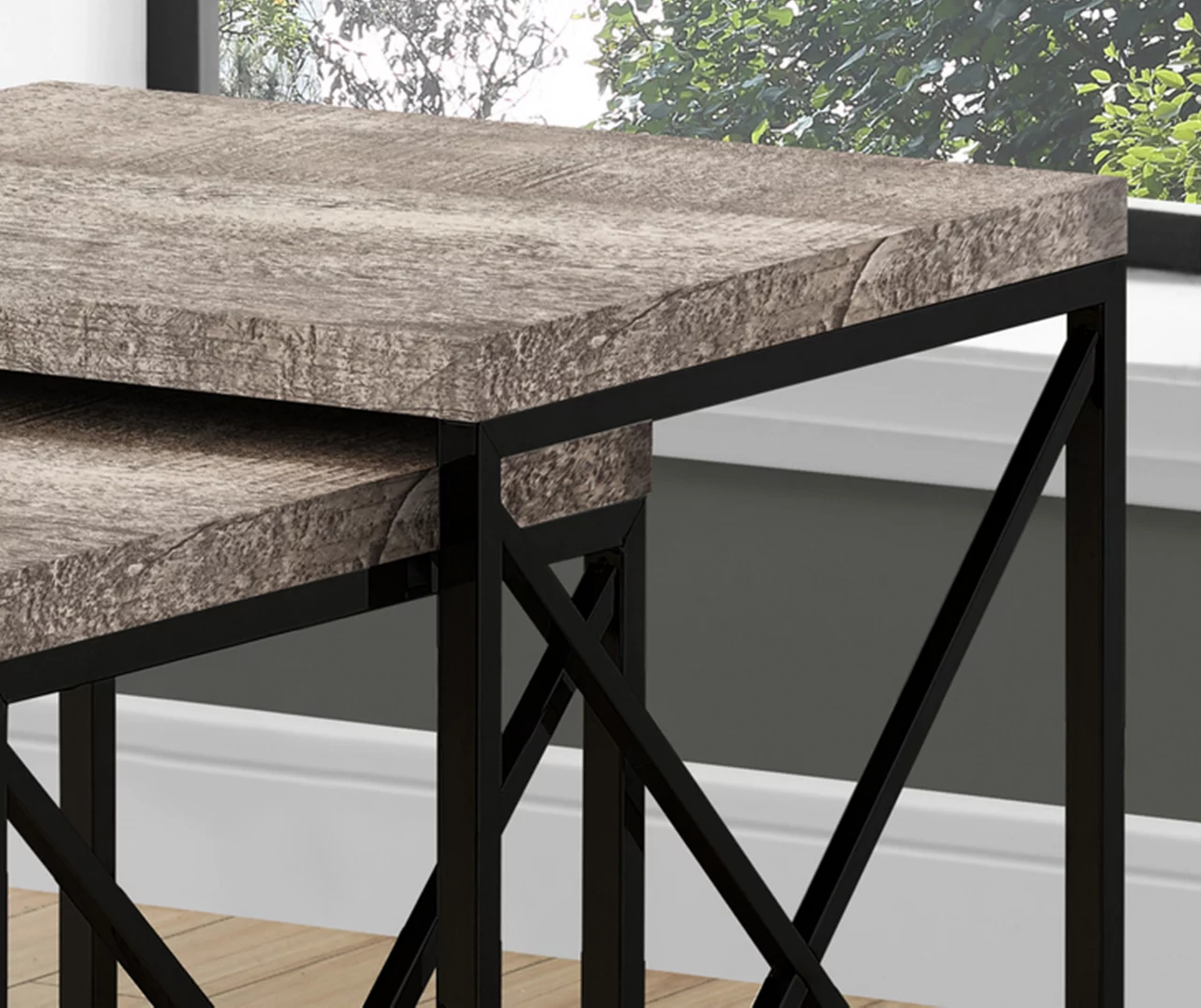 Monarch Reclaimed Wood Look 2-Piece Nesting Table Set - Image 5