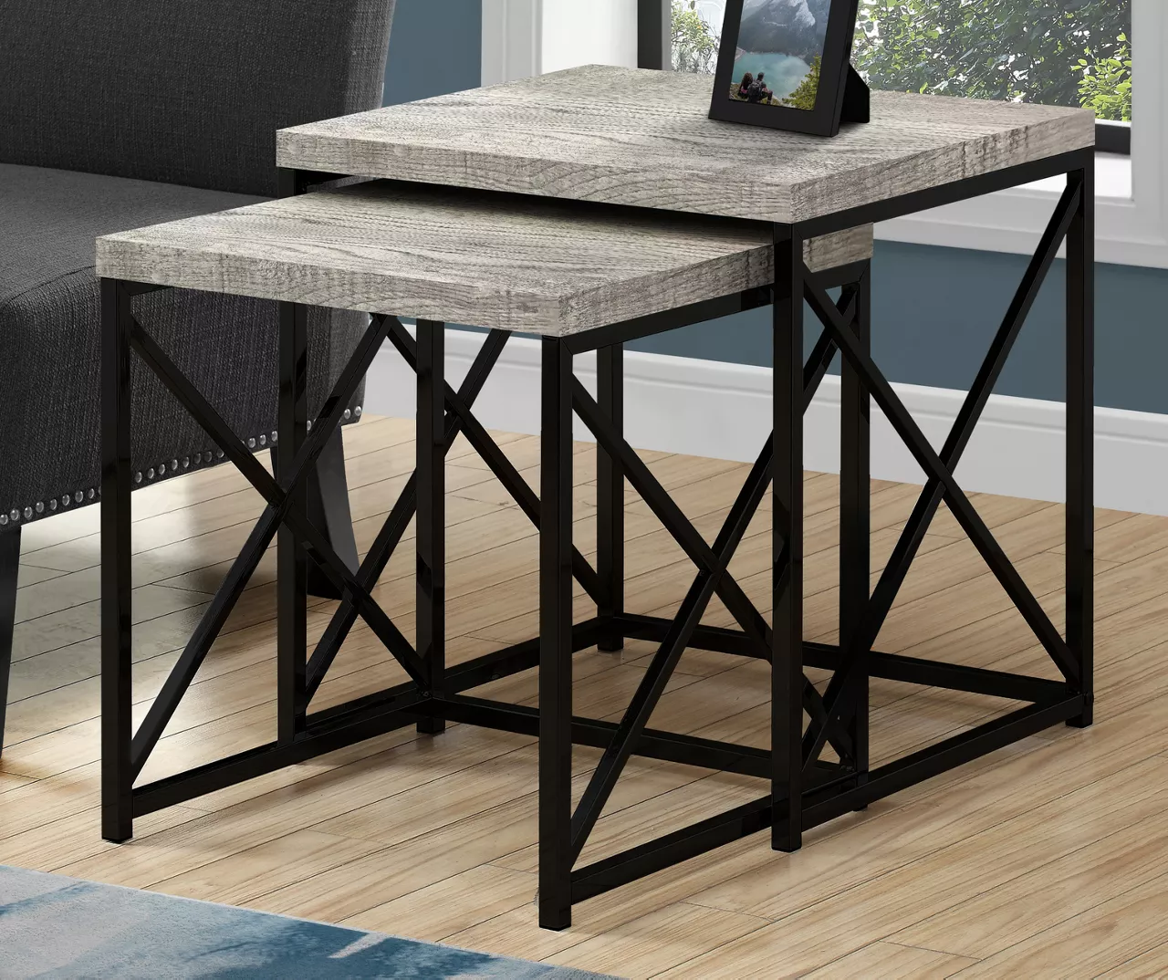 Monarch Reclaimed Wood Look 2-Piece Nesting Table Set - Image 7