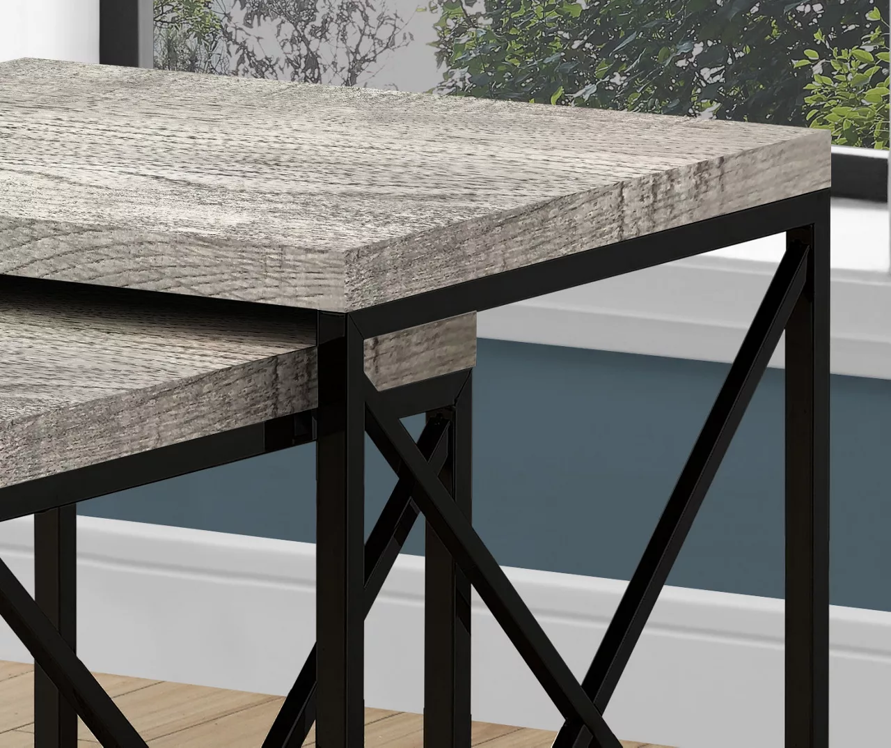 Monarch Reclaimed Wood Look 2-Piece Nesting Table Set - Image 8