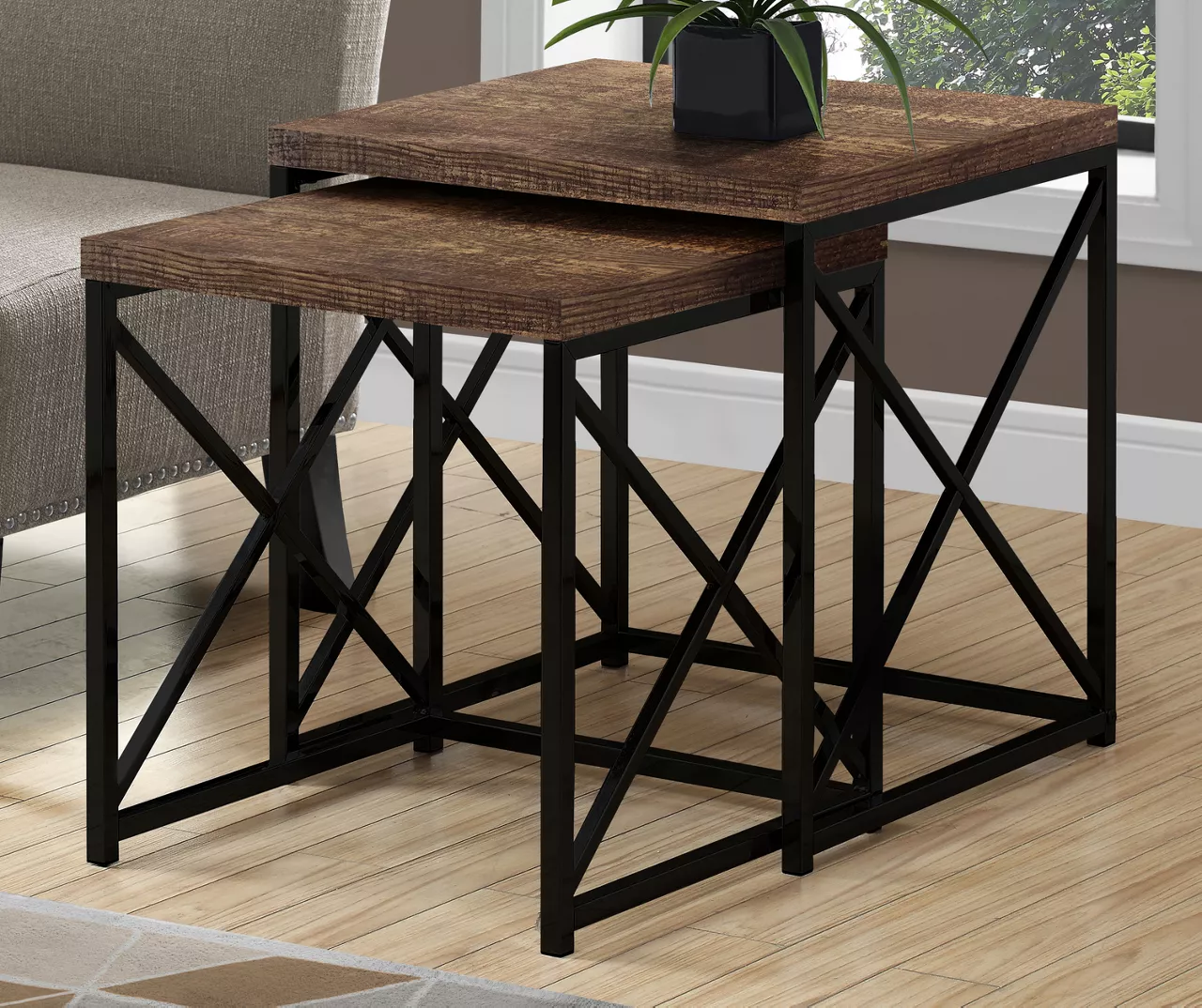 Monarch Reclaimed Wood Look 2-Piece Nesting Table Set - Image 10