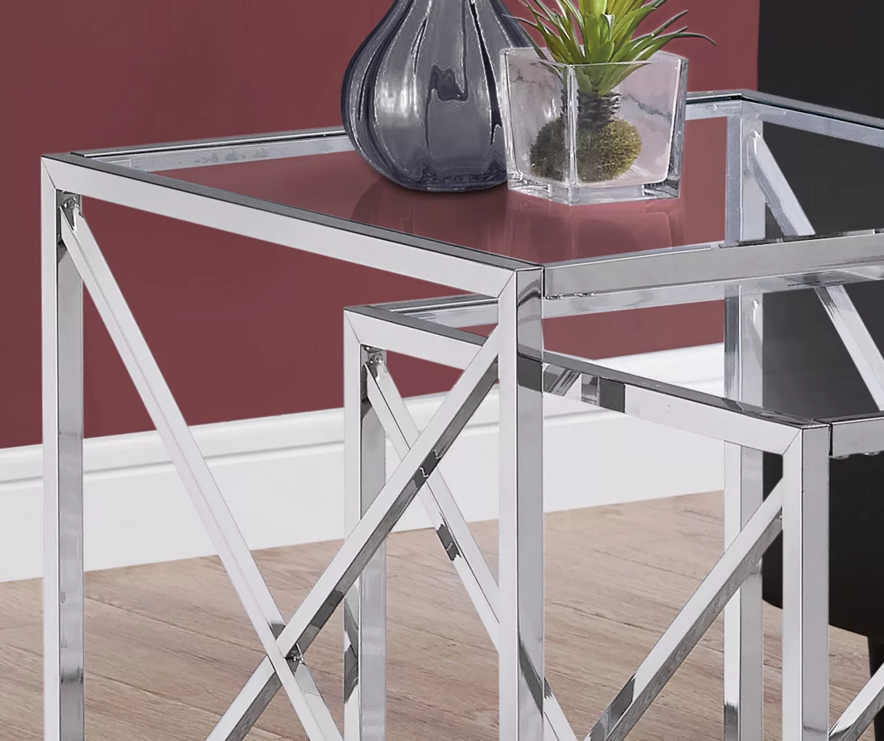 Monarch Glass & Metal 2-Piece Nesting Table Set - Image 7