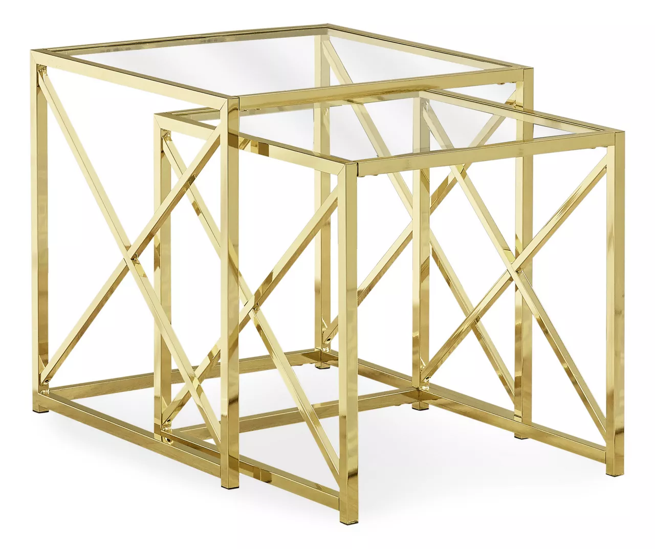 Monarch Glass & Metal 2-Piece Nesting Table Set