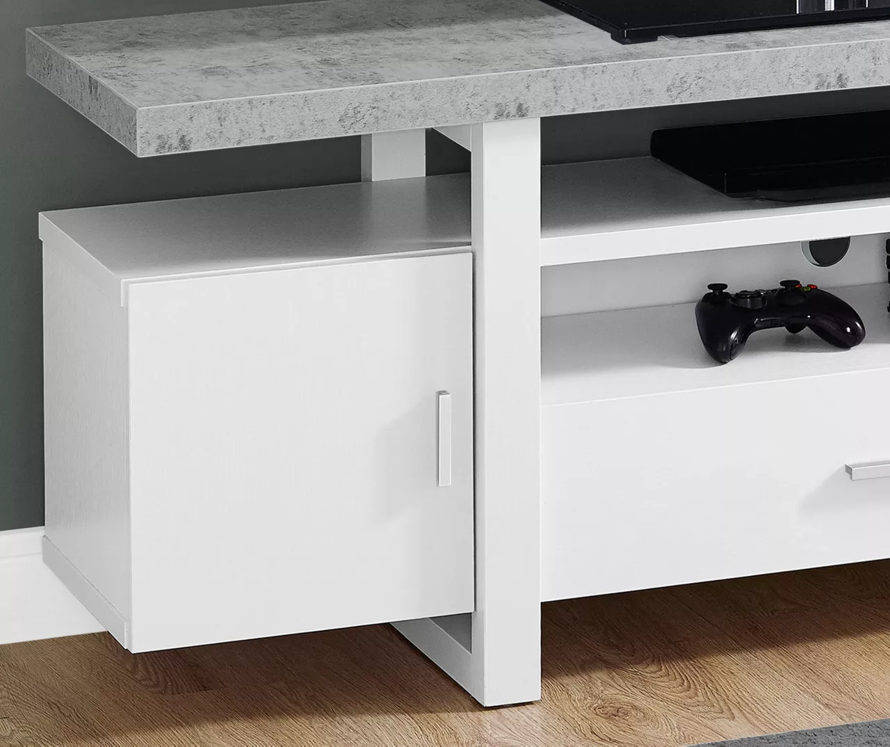 60" White & Cement Look TV Stand - Image 3