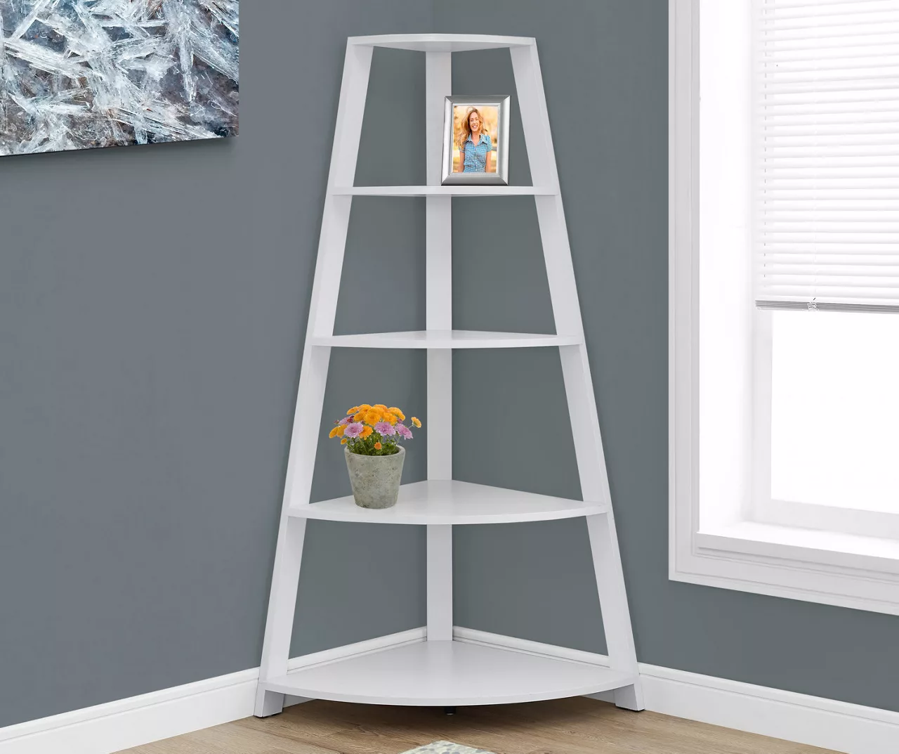 Monarch 4-Shelf Etagere Corner Bookcase - Image 7
