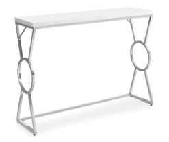 Glossy White Chrome Circle Leg Accent Table