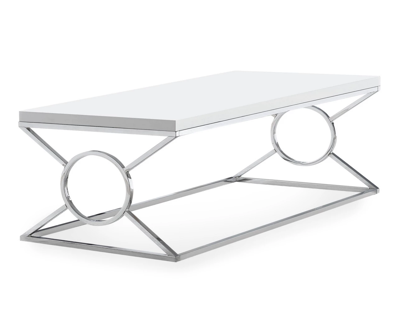 Glossy White & Chrome Metal Coffee Table