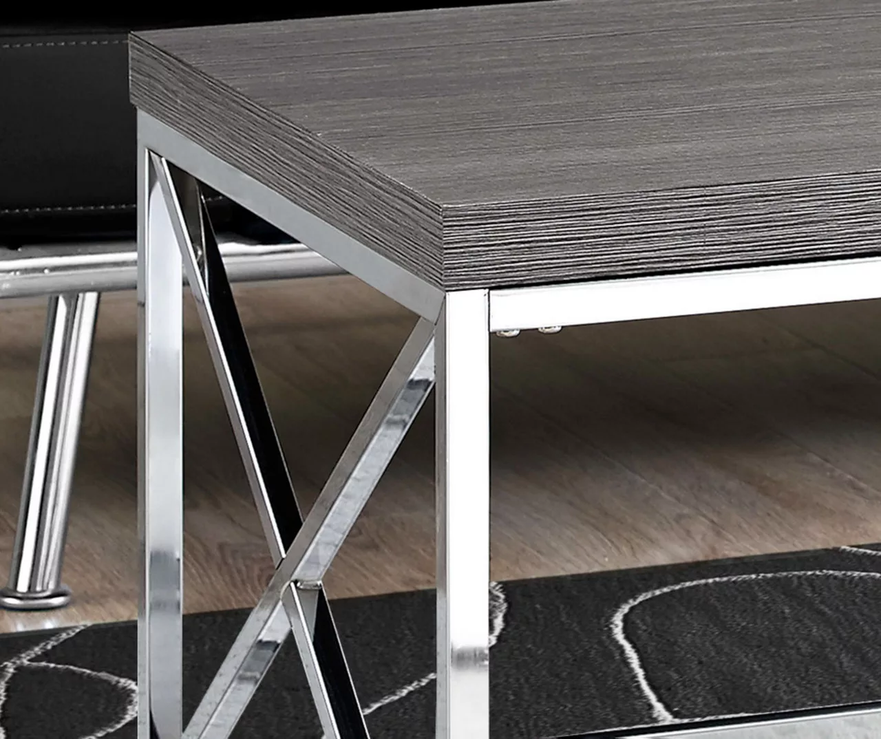 Gray & Chrome Metal Coffee Table - Image 3