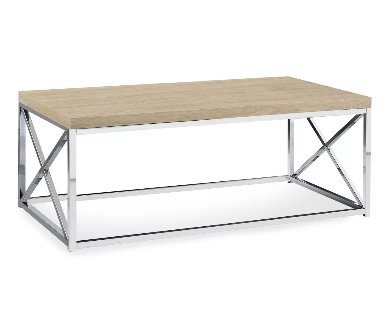 Natural & Chrome Metal Coffee Table